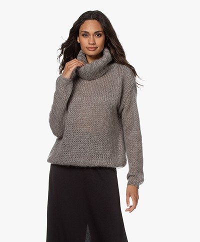 LaSalle Chunky Knitted Mohair Mix Sweater - Chestnut