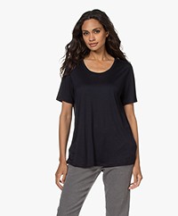 HANRO Balance Lyocell Ronde Hals T-shirt - Zwart 