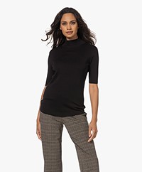 JapanTKY Torak Cotton Short Sleeve Turtleneck Sweater - Deep Black