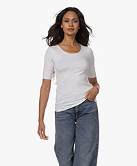 Majestic Filatures Superwashed T-shirt met Halflange Mouwen - Wit