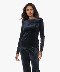 Woman by Earn Ditte Velvet Boat Neck Longsleeve - Navy