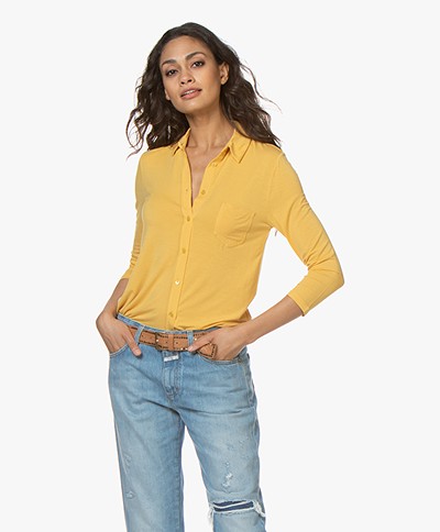 Majestic Filatures Jersey Blouse with Cropped Sleeves - Yellow