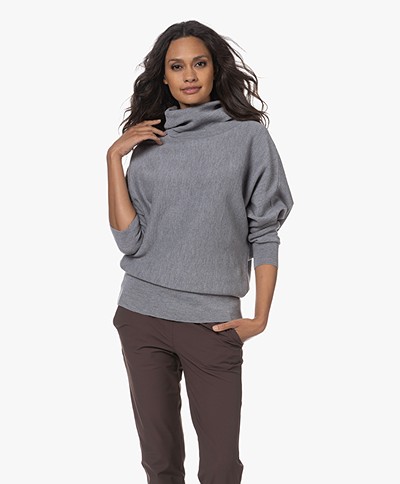 Sibin/Linnebjerg Fili Merino Wool Blend Turtleneck Sweater - Sweat Grey