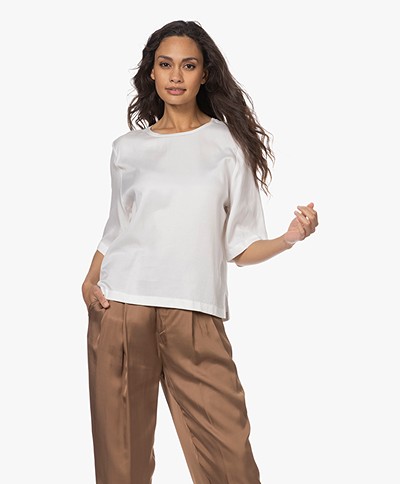 Drykorn Diedra Cupro Blend Blouse Top - Off-white