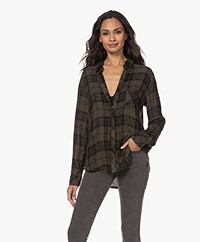 Rails Hunter Checkered Viscose Blouse - Olive Shadow With Flocked Stars