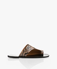 ATP Atelier Rosa Leather Snake Print Sandals - Brown