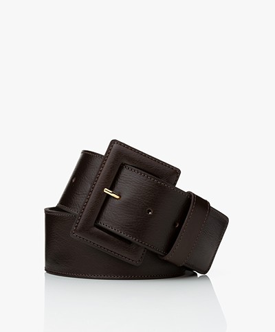 LaSalle Large Leather Waist Belt - Choco