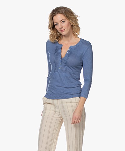 Belluna Fine Linen Cropped Sleeve T-shirt - Jeans