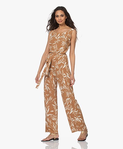 no man's land Viscose Jersey Printed Jumpsuit - Core Black/Off - Toffee