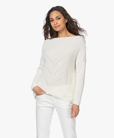 indi & cold Pure Cotton Fisherman's Sweater - Off-white
