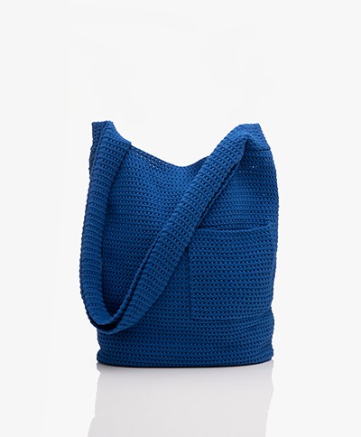 Closed Cotton Crochet Knitted Bag - Sea Breeze