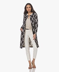 KYRA Dunja Cotton Blend Jacquard Long Blazer Jacket - Black