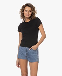 Drykorn Koale Ribgebreid Korte Mouwen T-shirt - Zwart