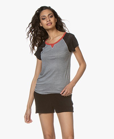 Majestic Filatures Linen Jersey T-Shirt - Grey/Black/Red