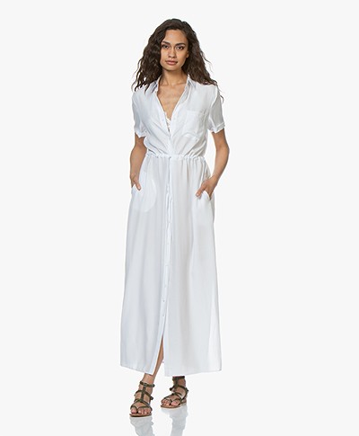 Repeat Tencel Maxi Shirt Dress - White