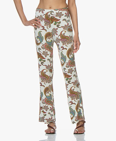 no man's land Printed Pants with Wide Legs - Ivory
