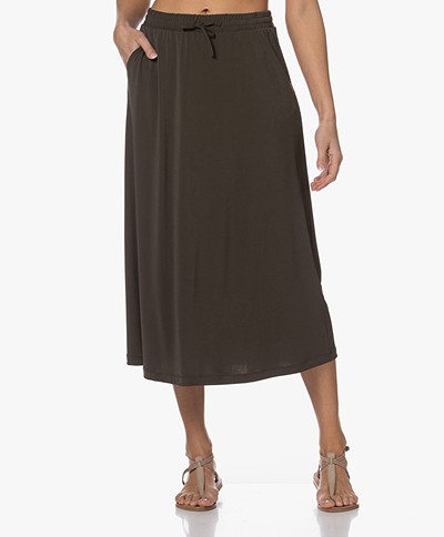KYRA Vanora Crepe Jersey Skirt - Black Olive