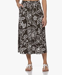 KYRA Vanora Jersey Print Skirt - Black Olive