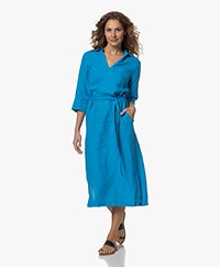 KYRA Lian Long Linen Dress - Blue Lagoon