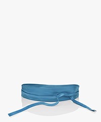 KYRA Lexi Leather Tie Belt - Blue Lagoon