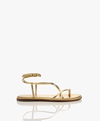 ba&sh Low Callioppe Metallic Leather Sandals - Gold