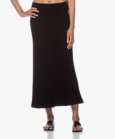 Filippa K Fay Rib Knit Midi Skirt - Black