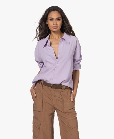 Róhe Gintare Crinkled Silk Blend Blouse - Orchid