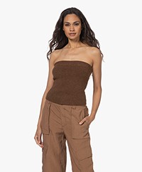 Vince Strapless Knitted Merino Blend Top - Tobacco