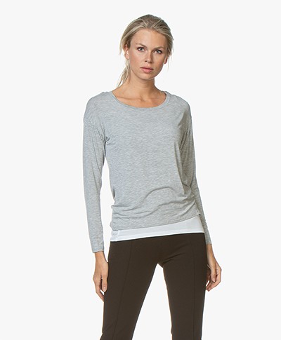 Majestic Filatures Layered T-shirt with Cropped Sleeves - Grey Melange