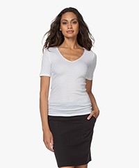HANRO Cotton Seamless V-hals T-shirt - Wit