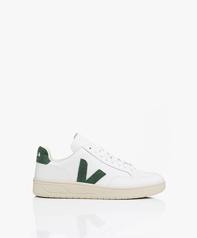 VEJA V-12 Leather Sneakers - Extra White/Cyprus