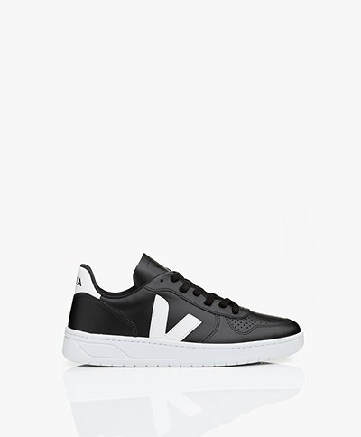VEJA V-10 Leather Sneakers - Black/White