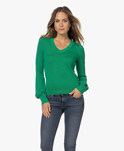 Plein Publique La Victoria Merino Wool Plumetis Sweater - Bright Green