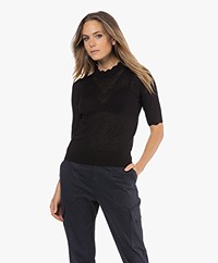 Plein Publique L'Iriz Merino Wool Ajour Sweater - Black