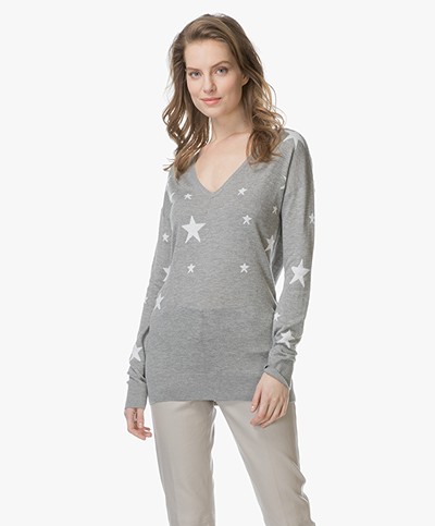 Baukjen Loxley Intarsia Star Print Sweater - Grey/Off-white
