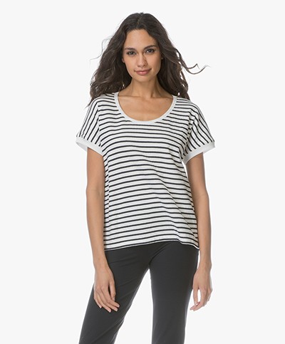 Petit Bateau Striped T-Shirt - Marshmallow/Smoking