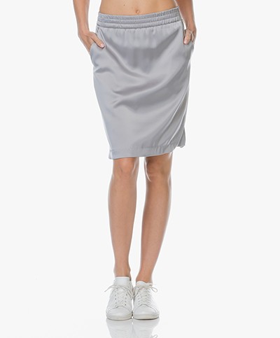 Drykorn Gwenda Straight Satin Skirt - Silver Grey