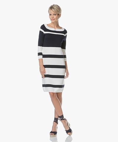 Josephine & Co Louise Knitted Stripe Dress - White/Navy