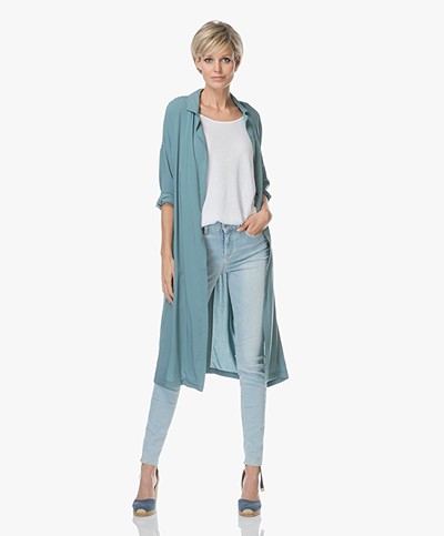 Marie Sixtine Dodo Long Wrap Blouse in Viscose - Thyme