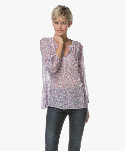 Repeat Chiffon Blouse with Floral Print - Violet