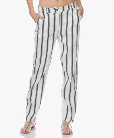 Woman by Earn Marli Linen Blend Striped Pants - Off-white 