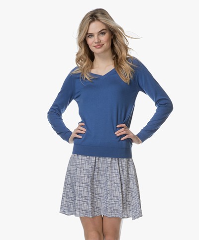 Marie Sixtine Andy V-neck Pullover with Silk - Lake