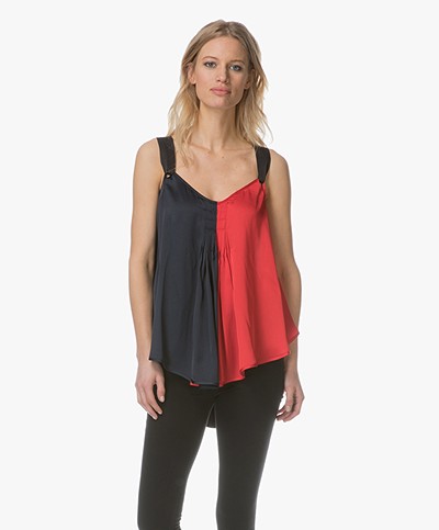 By Malene Birger Willyh Two-Tone Satin Top - Bright Red 