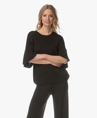 Repeat Pullover with Flared Sleeves - Black