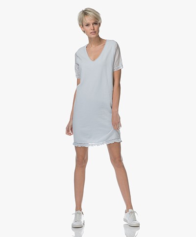 BRAEZ Swat French Terry Dress with Woven Sleeves - Aqua 