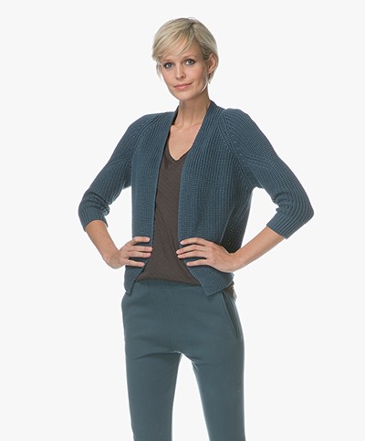 BY-BAR Cherry Cotton Knitted Cardigan - Oil Blue