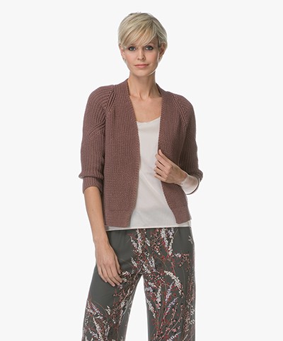 BY-BAR Cherry Cotton Knitted Cardigan - Plum