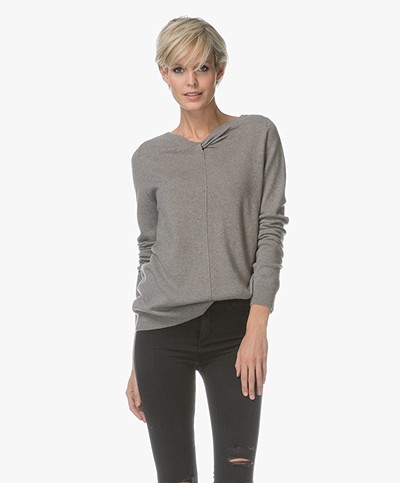 Repeat Pullover in Cashmere and Silk with Twist Detail - Greyish Green