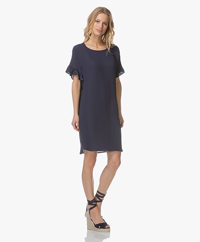 Repeat Dress with Frill Sleeves - Dark Blue