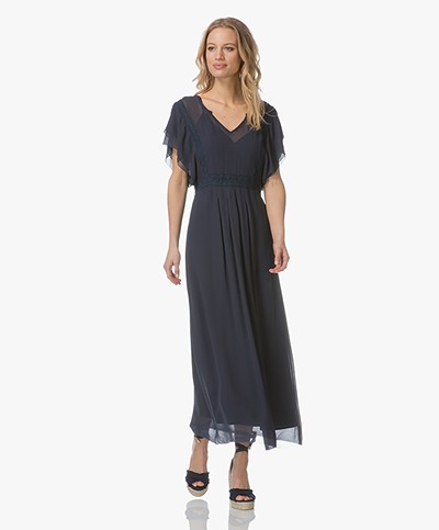 Indi & Cold Maxi-dress with Embroidery - Marine